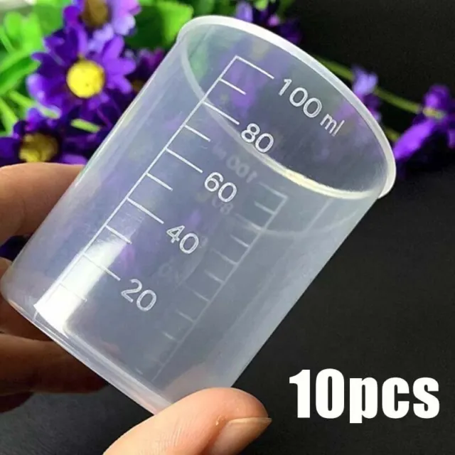 10x100 ml jarra de plástico vaso/herramienta de cocina taza medidora pequeña para laboratorios AU