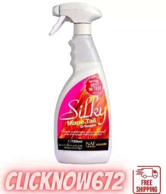 NAF Silky Mane & Tail Detangler Spray Horse Grooming 750 ml Clear, Unisex NEW uk
