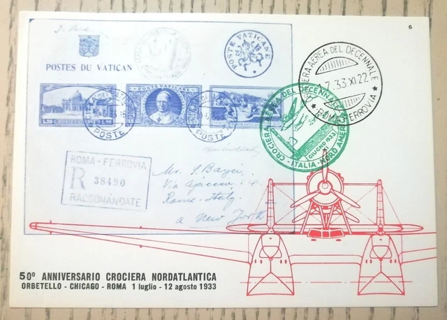 Cartolina Con Annulli 50° Anniversario Della II Trasvolata Atlantica Balbo