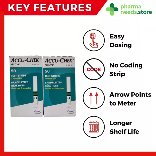 Accu-Chek Active Blood Glucose Code Free Test strips 100 (50x2)-EXPIRY: 06/2025 2
