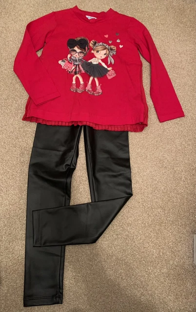 Mayoral Red Top And Black UBS2 Leggings Set Age 7-8 Years