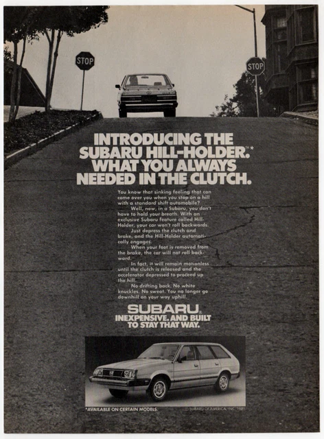 1981 SUBARU 4-Door Wagon Vintage Original Print AD | White car photo Hill-Holder