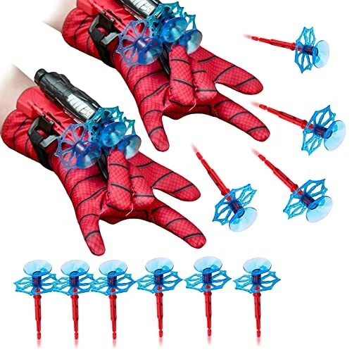 Guanti Lancia Ragnatele Per Bambini - Set Con Lanciatore E Freccette A Ventosa, Gioco Di Ruolo Spiderman