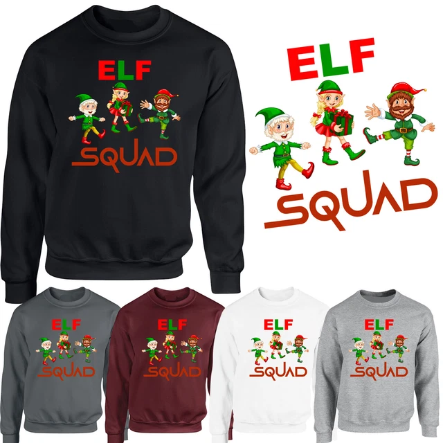 Felpa Buon Natale Squad Elfo Uomo Novità Natale Unisex Maglione Regalo