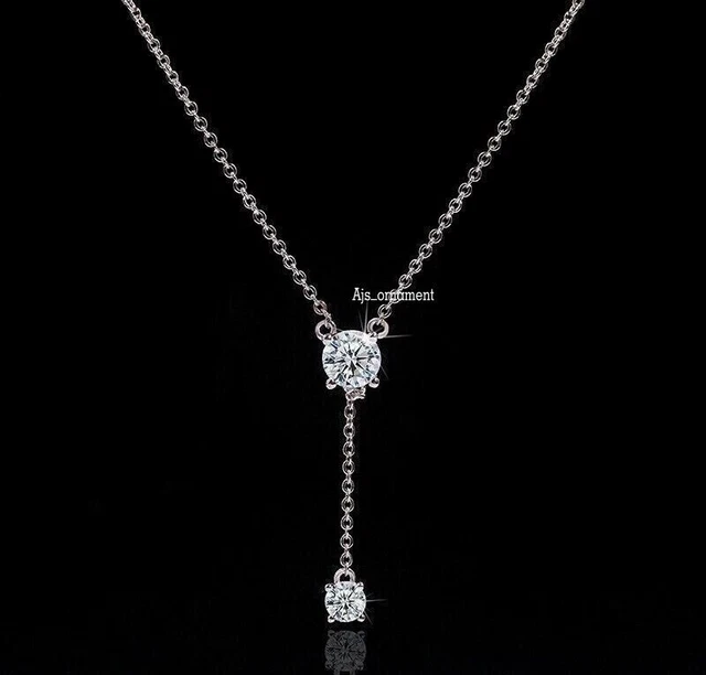 14K White Gold Plated 2Ct Round Cut Real Moissanite Diamond Fancy Womens Pendant