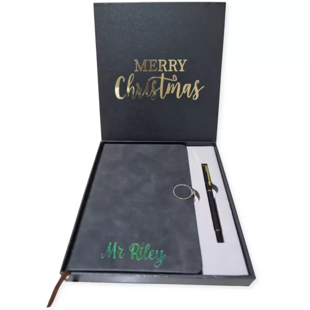 Gift boxed PU Leather Notebook w/Pen  | Peronalised Christmas/Teacher Gift Set 2