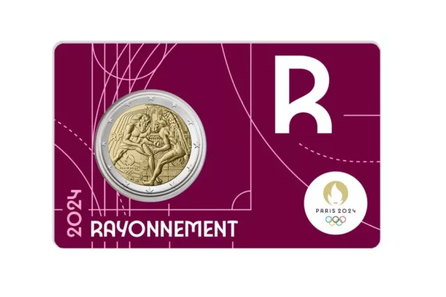 PREVENTE - Coincard BU 2 Euros Commémorative France 2024 Paris 2024 ''MAUVE R''