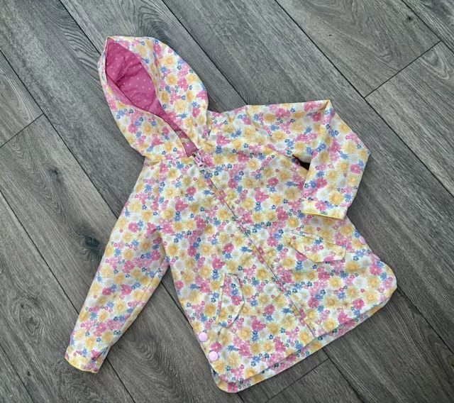 MOTHERCARE Pink Yellow Floral Showerproof Coat Jacket 18-24 Months