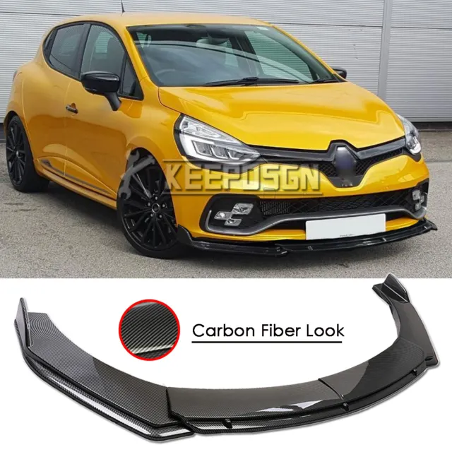 For Renault Clio RS Carbon Fiber Look Front Bumper Lip Splitter Spoiler Chin UK