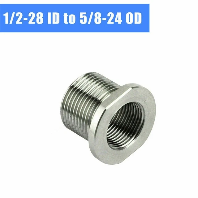High Grade Stainless Steel Connector 1/2 28 ID to 5/8 24 OD Nipple Adapter