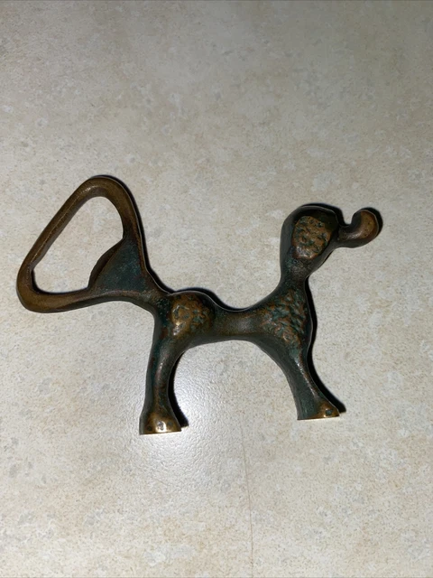 Vintage Hakuli P417 Brass Poodle Dog Bottle Opener Made in Israel