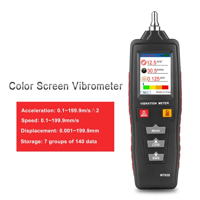 WT63B Misuratore di vibrazioni digitale portatile tester colore analizzatore di vibrazioni LCD AP