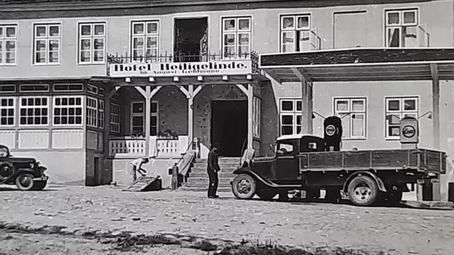 Original Foto Esso Tankstelle Hotel Heiligelinde Ostpreußen LKW Kfz Auto 1930er