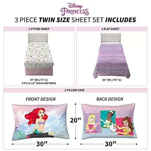 La Sirenita Ariel Juego De Sabanas De 3 Piezas Talla Doble Para Niñas Ropa De Cama 3