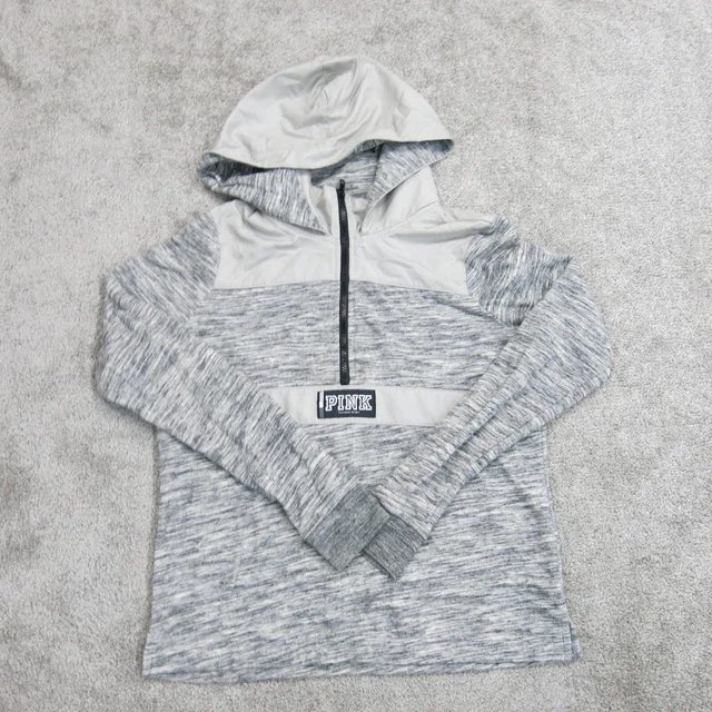 Pink Victorias Secret Womens Half Zip Hoodie Long Sleeves Black White Size S/P