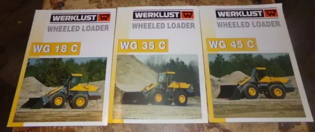 3-lot 80's-90's werklust wheel loader netherlands brochures nice used
