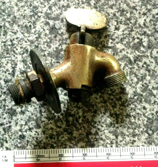 Antique Brass Tap Tank Vintage 'quarter turn' open/close Old Lever Handle