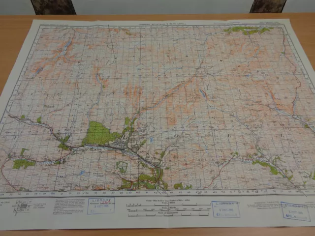 WW2 map "GRAMPIAN MOUNTAINS & BLAIR ATHOLL" SECRET BASE STAMP (V1 & V2 ROCKETS)