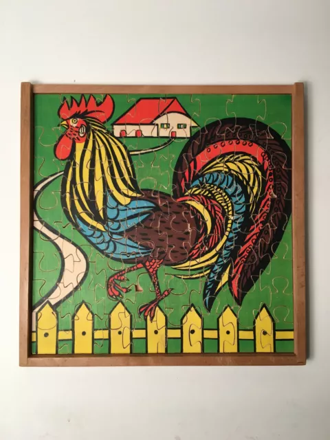 Antonio Vitali アントニオ・ヴィタリ wooden toy puzzle / jigsaw Rooster / rare Swiss Design