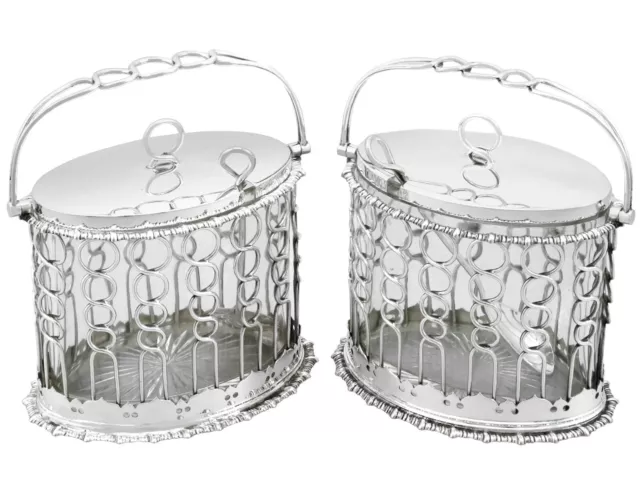 Antique Sterling Silver and Glass Serving Preserve Baskets