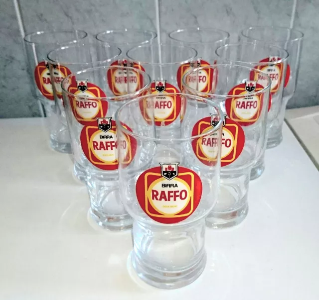 Servizio 10 bicchieri birra RAFFO Taranto originali anni 80 vintage