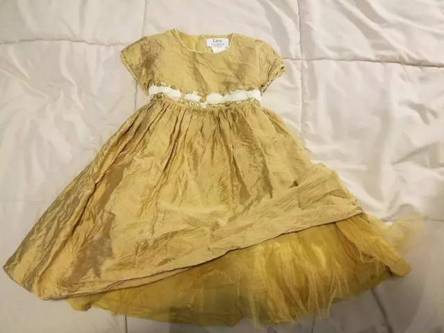 Lesy By Lisetta Cosi Size 4T Made In Italy Holiday Gown 100% Silk Gold