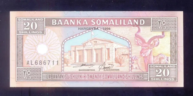 Somaliland  20 Shillings = 20 Shilin  1996  P3b   UNC