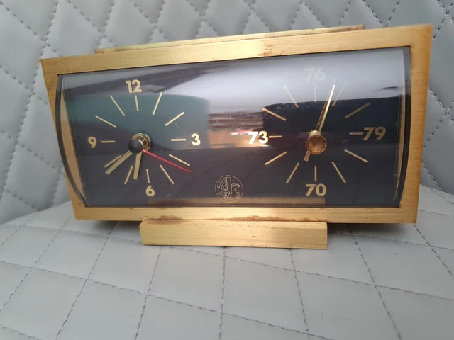 Pendule Baromètre de bureau rectangulaire vintage Air France en laiton Années 70