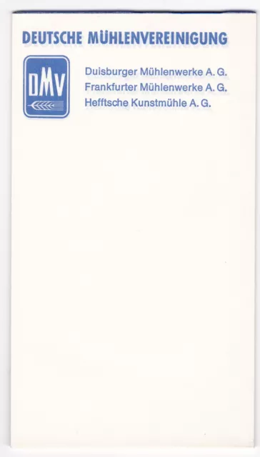 DMV Deutsche Mühlenvereinigung Mühle Müller Rechnungsblock alt Kellnerblock