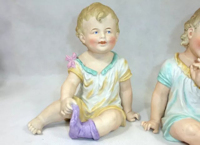 XL zwei große Puppen Kinder Figuren Biskuitporzellan Thüringen um 1900 3