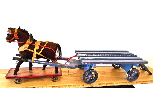 LENOBLE ATTELAGE CHEVAL hauteur 23 cm+ charrette longueur 54 cm EUR 170,00 - FR