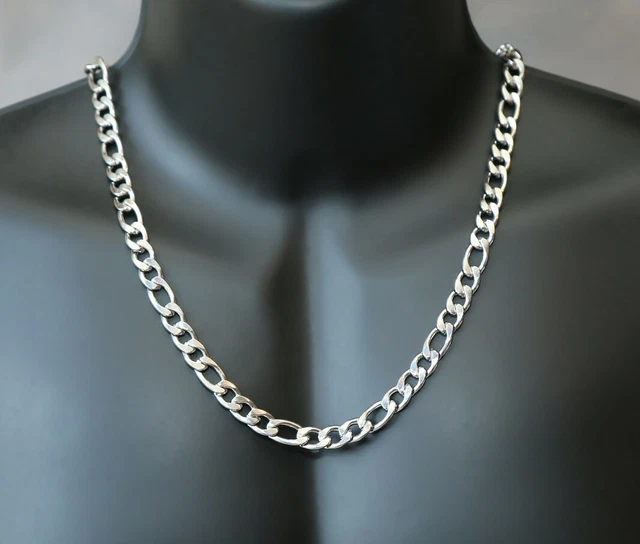 Chaîne Maille Figaro Argent Massif 925 - 4mm Pour Homme Ou Ado, Marque Ascalido