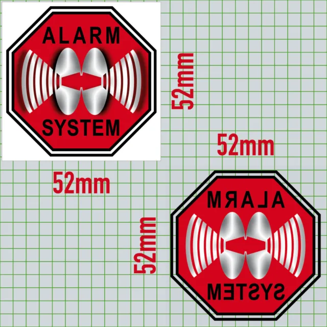 Set Aufkleber Alarm System 5cm rot Sticker für Innenseite Scheibe 4061963001387 2