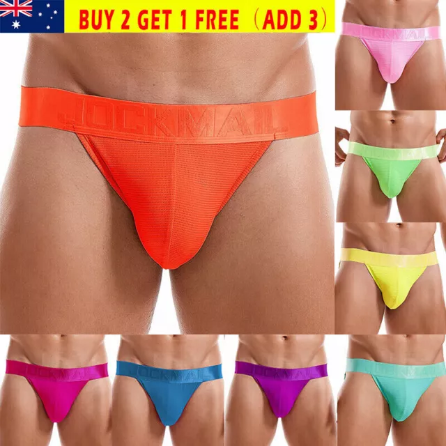 Mens Jockstrap Thong Mesh Bikini Briefs Sexy Gay Underwear G String Lingerie AU