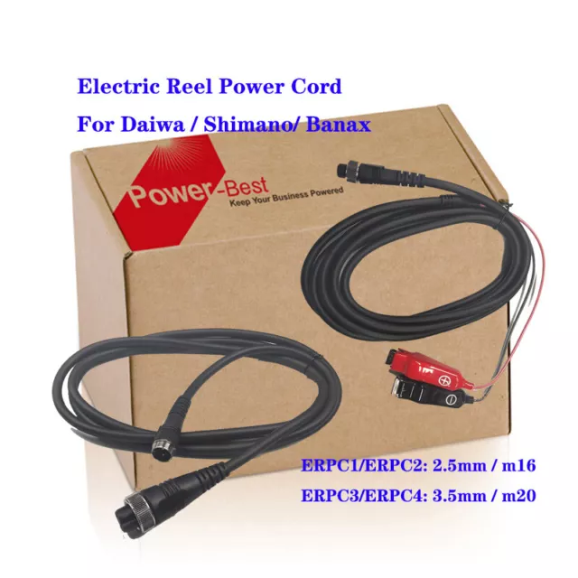 POWER CABLE FOR Daiwa Tanacom 500 750 1000 Shimano Electric Reel Power Cord  3M $24.90 - PicClick