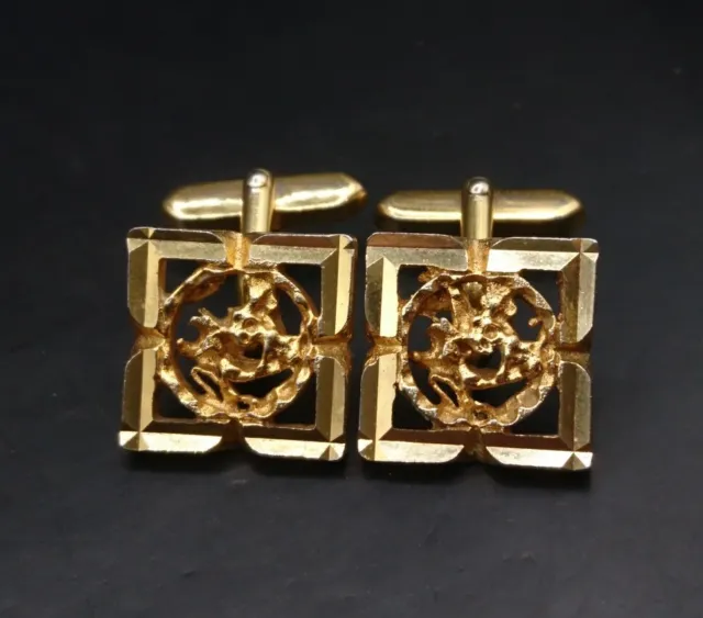 Pair Of Mid Century Vintage Gold Plated Cufflinks #2. 1960s-1970s Design 🇬🇧