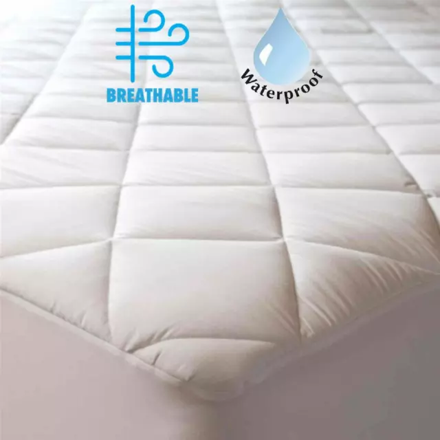 Extra Deep Waterproof Quilted Matress Protector Fitted Cover Anti Allergy Double