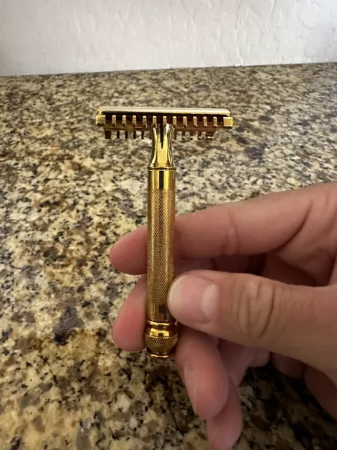 Vintage 1930's Gillette NEW Ball End DE Safety Razor 3 Piece Long Comb Clean!