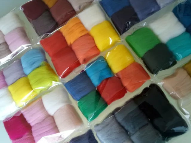 Assorted Colours* 100% Merino Wool Tops for Wet & Dry Felting, Packs of 30 grams 2