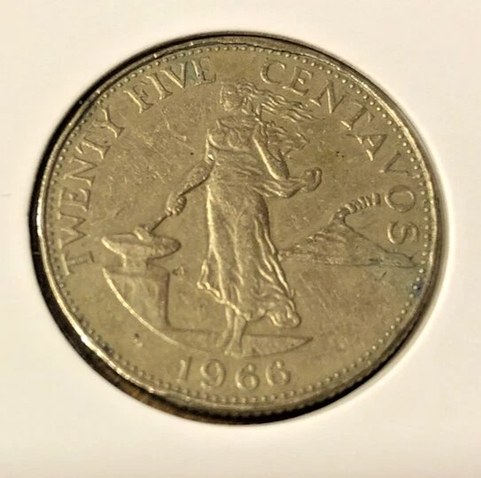 Phillipines 1966 Vf-20 25 Centavos Coin