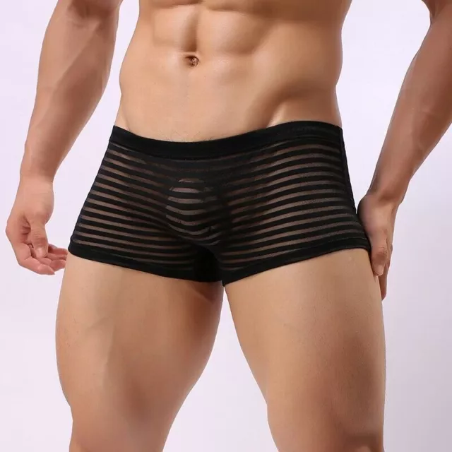 Sexy-Herren Pants Boxer Shorts Slip Netz Transparent Unterhose Unterwäsche