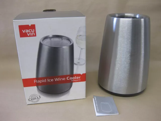 Vacu Vin Rapid Ice Wine Cooler Elegant ~ Silver ~ Unused With Box