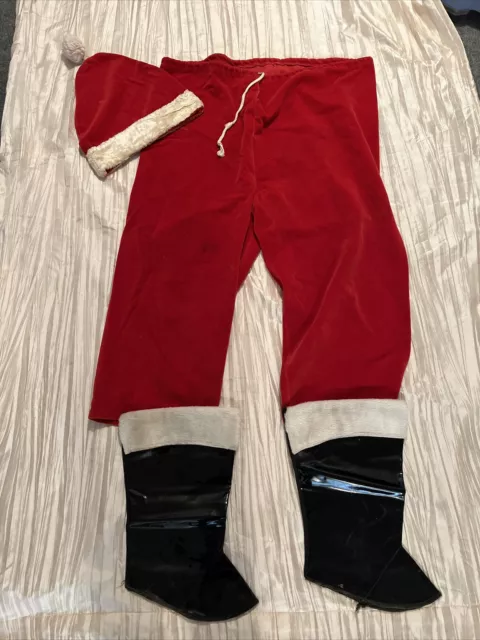 VINTAGE SANTA SUIT **Partial**Homemade Red Velvet/Velour Pants-Boot ...