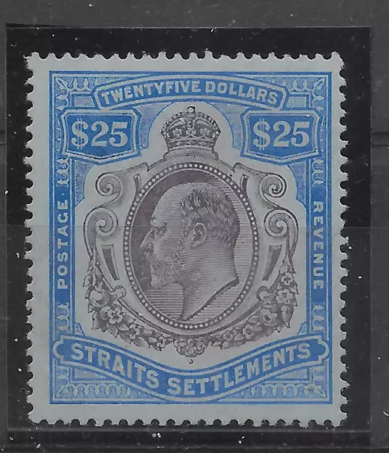 Malaya Straits Settlements Sg168 1906 $25 Purple & Blue On Blue Mtd Mint