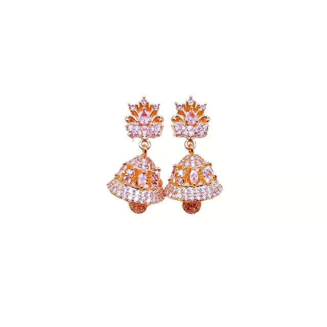 Indian Traditional Jhumka Earrings For Women, Girls. Cubic Zirconia Bell Earring