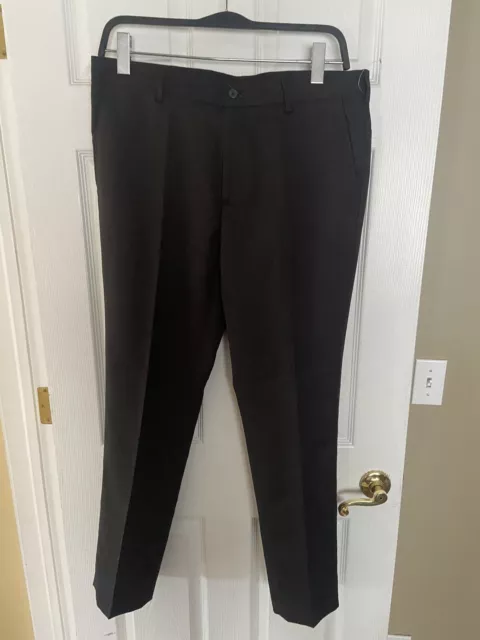 Van Heusen Slim Fit Traveler Premium Non-Iron Black Dress Pants Men's NWOT 34X32