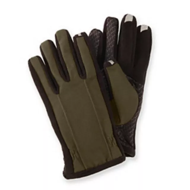 Isotoner Smart Touch Mens Khaki Green Touchscreen Gloves for Texting & IPhones