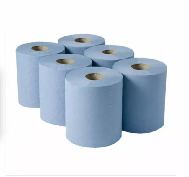 Centre Feed Rolls 6 2ply Embossed Kitchen Paper Towel Blue Roll