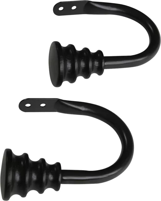 Curtain Holdbacks Set of 2 Window Treatment Holdbacks Wall Mounted Black 4.5"