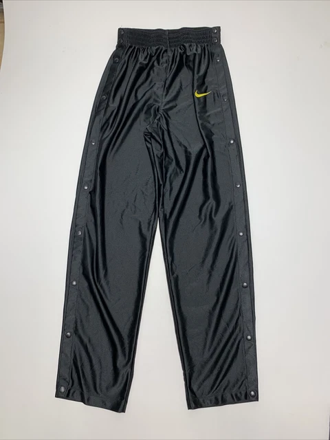 VTG Nike Black Tearaway Rip Off Pants Button Up Size M Stretchy Waist